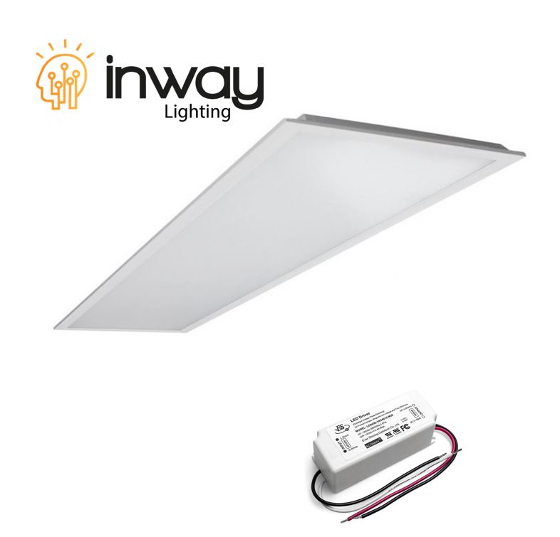 Kit Panel LED Rectangular de Luz Directa (BackLit), p/Empotrar, Dimmable, 72W (2x36W), 24"x48" (600x1200mm), 6000K Blanco Frío, 90-130Vac, Borde Blanco, IP20