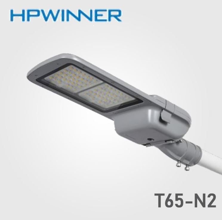 Lampara Street Light LED Modular T65-N2 con Cristal y Base Giratoria de 3 Pin, 90W, 5000K, 1887, 2x18pcs, Type II Medium, SANAN 5050, 100-277Vac, Dimeable de 0-10Vdc, Supresor de pico externo de 10KV, adaptador 40-50mm, IP68, Gris