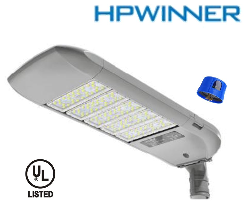 Lámpara de Calle LED Modular T19E-5 con Desconector Eléctrico y Base de 3 Pin, 300W, 3000K Blanco Cálido, M33 (28pcs), 2111, Type II Medium, LUXEON 3030, 277-480Vac, con Supresor de Pico externo de 20KV/10KA, con brazo de 40-50mm, IP68, Gris