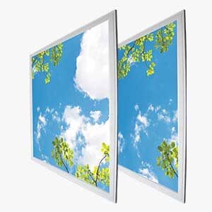 Set de 4pcs Panel LED Cuadrado, p/Empotrar Decorativo con Imagen de Hojas Verdes, IP20, 40W, 2'x2' (600x600mm), Borde Blanco