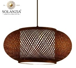 Lámpara Decorativa Artesanal Colgante, Trenzado Elíptico, E27, Dimensiones: 400mm, Material: Bamboo