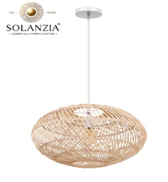 Lámpara Decorativa Artesanal Colgante, Trenzado Mediterráneo, E27, Dimensiones: 600x280mm, Material: Rattan
