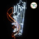 Adorno NavideÃ±o 2D en Manguera LED p/exterior tipo DG-022, amarillo + blanco, 110Vac, Dimensiones: 67x210cm