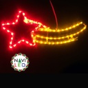 Adorno NavideÃ±o 2D en Manguera LED p/exterior tipo estrella fugaz, Rojo + amarillo, 110Vac, Dimensiones: 55.5x30cm