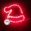 Adorno NavideÃ±o 2D en Manguera LED p/exterior tipo gorro, Rojo, 110Vac, Dimensiones: 23.5x24.8cm