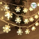 [IND-PR-00498] Extensión Navideña LED p/Exterior tipo Copo de Nieve, 2700K Blanco Cálido, 50LED/5Metros, 110Vac, IP65