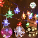 ExtensiÃ³n NavideÃ±a LED p/Exterior tipo Copo de Nieve, RGB, 50LED/5Metros, 110Vac, IP65