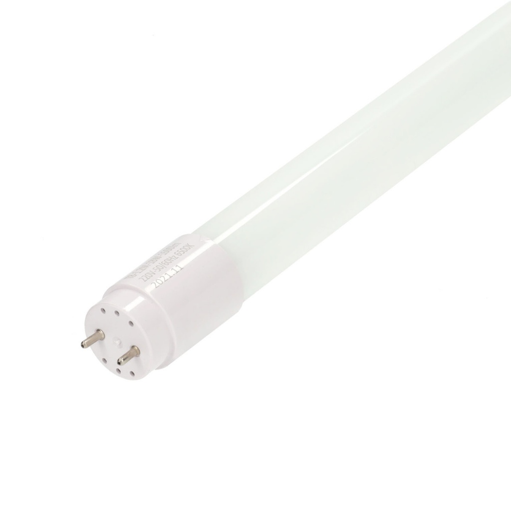 Tubo T8 LED, FP>0.9, 18W, 48"(120cm), G13, 4000K Blanco Natural, 100-277Vac, Alimentación Doble, Frost, Glass, 105Lm/W