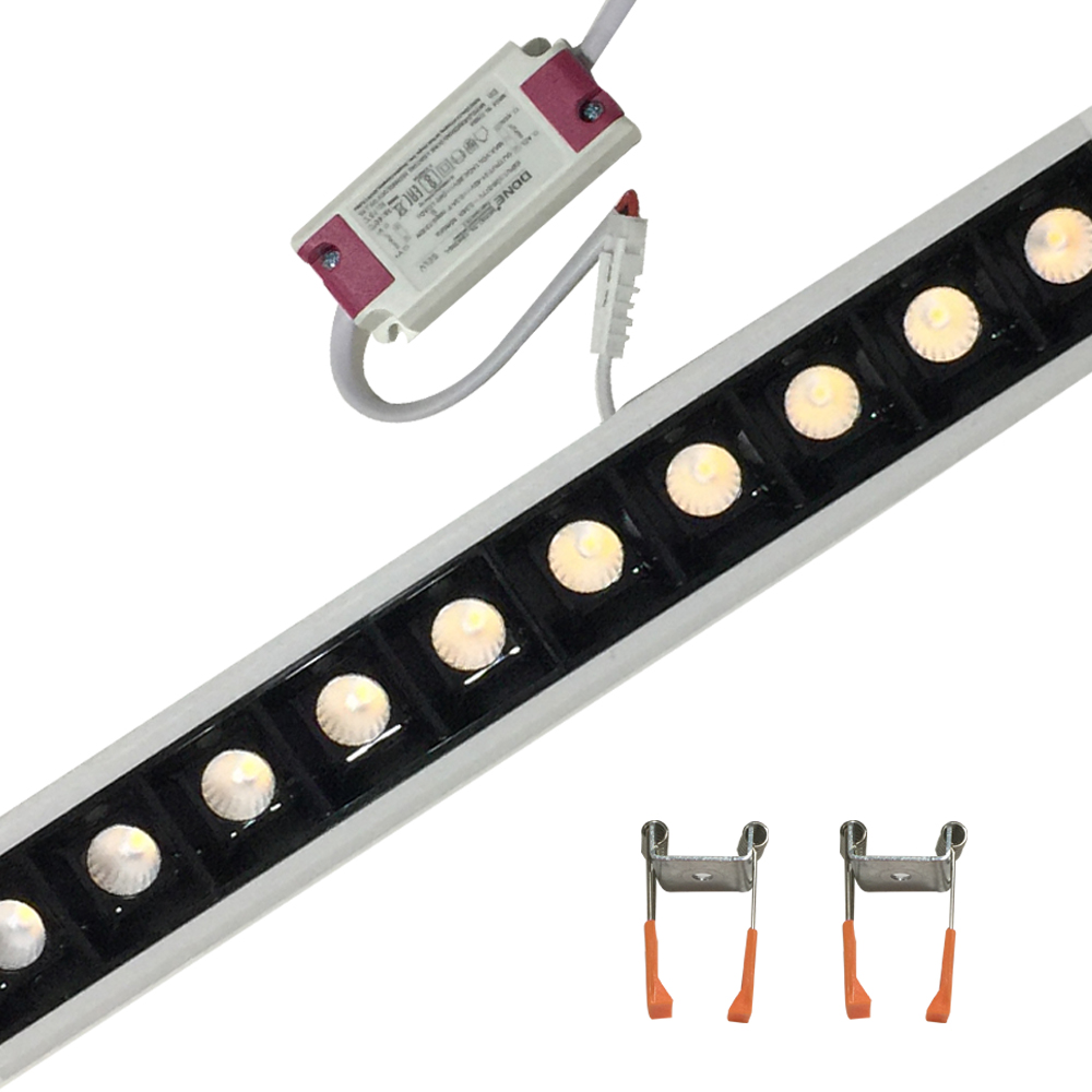 Lámpara Lineal Light para Empotrar LED, 45W, 47.63"(1210mm), 3000K Blanco Cálido, Clear, 100-240Vac, IP20, 45 Grados, Incluye: Clips