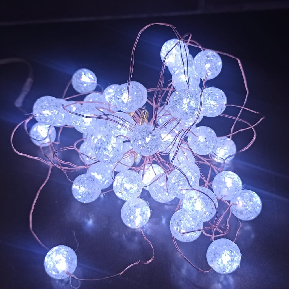 Decoracion de Luces LED tipo Ball p/Exterior, 0.75W, 6000K Blanco Frío, 50LED/5Metros, 110Vac, IP65
