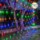 [IND-PR-00606] Malla NavideÃ±a LED p/Exterior, 8W, RGB, 150pcs de LED, 1.5Mx1.5M, Con cable verde, IP55