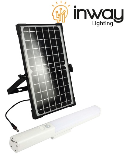 [IND-PR-00766] Lámpara Lineal LED Solar de 10W con Panel Solar de 9.5Wp, 6000K Blanco Frío, 120 Grados, Con Batería de Litio de 186.50Wh, 3.7V, 7200mAh, IP20
