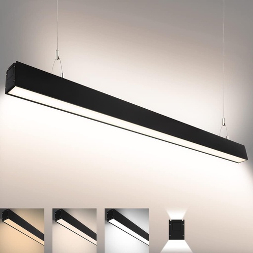 [IND-PR-00776] Lámpara Lineal Light LED con Switch, 30W / 40W / 50W, 47.24"(120cm), Múltiple CCT NW 4000K / 5000K / CW 6000K, 115Lm/W, 100-277Vac, Dimmable, 120 Grados, Negra, con Certificación UL