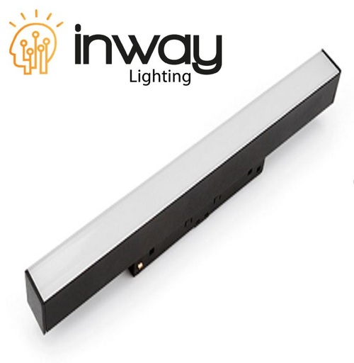 [IND-PR-00810] Lámpara Lineal Magnética LED p/Riel de 20mm de ancho, 10W, 11.81"(300mm), 6000K Blanco Frío, 48Vdc, Instalación: Empotrar o Superficie, 120 Grados, Negra