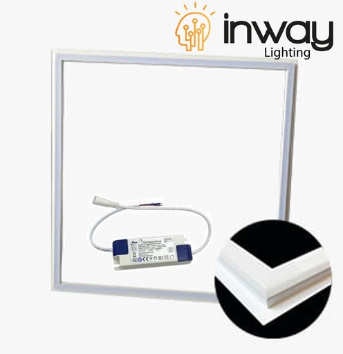[IND-PR-00859] Kit Frame Panel LED Cuadrado, p/Empotrar IP20, 40W, 2'x2' (600x600mm), Borde Blanco, 6000K Blanco Frío, 100-260Vac