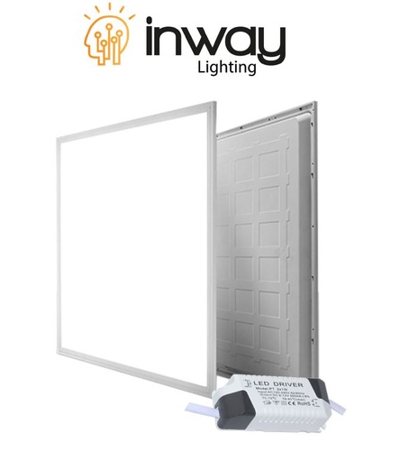 [IND-PR-00950] Kit Panel LED Cuadrado de Luz Directa (BackLit) p/Empotrar, 40W, 4000K Blanco Natural, 4000Lm, 100-277Vac, 24"x24"(600x600mm), Borde Blanco