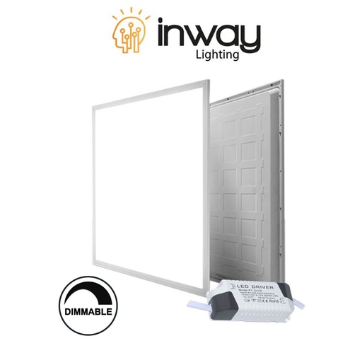 [IND-PR-00952] Kit Panel LED Cuadrado de Luz Directa (BackLit) p/Empotrar, 40W, 4000K Blanco Natural, 4000Lm, 24"x24"(600x600mm), 90-140Vac, Dimmable, Borde Blanco