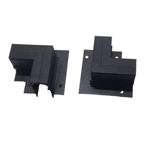 [IND-PR-01136] Conector Horizontal en L p/Riel de Empotrar / Masillable de 1 Metro p/Lámpara Magnética, 2 cables, 48Vdc y 20mm de ancho, Negro