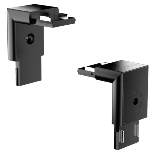 [IND-PR-01155] Conector en L Vertical, p/Riel de Superficie 27mm de ancho de Lámpara Slim Magnética de 2 cables, 48Vdc, Negro