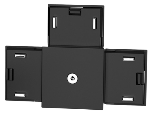 [IND-PR-01160] Conector en T, p/Riel de Superficie 27mm de ancho de Lámpara Slim Magnética de 2 cables, 48Vdc, Negro