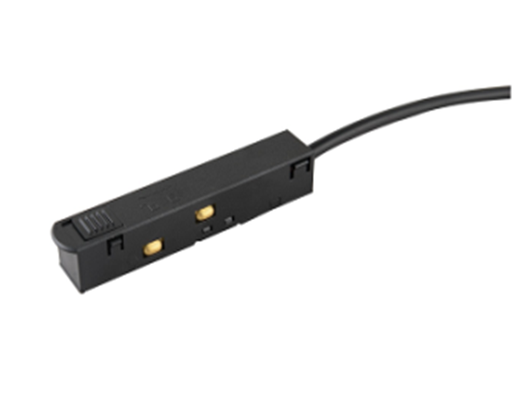 [IND-PR-01161] Conector p/ Alimentación de Riel de 20mm de ancho de Lámpara Magnética de 2 cables, 48Vdc, Negro