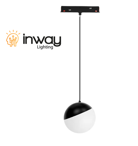 [IND-PR-01171] Lámpara Colgante Magnética LED p/Riel de 20mm de ancho, 7W, 4000K Blanco Natural, 48Vdc, Diámetro: 100mm, Instalación: Empotrar o Superficie, 180 Grados, Negra