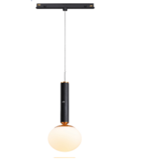 [IND-PR-01173] Lámpara Colgante Magnética LED p/Riel de 20mm de ancho, DG50293P con dimmer, 8W, 4000K Blanco Natural, 48Vdc, Dimensiones: 130x130x2000mm, IP20, Negro con dorado