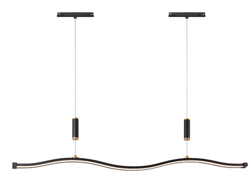 [IND-PR-01175] Lámpara Colgante Magnética LED p/Riel de 20mm de ancho, DG50826P, 24W, 4000K Blanco Natural, 48Vdc, Dimensiones: 1200x40x2000mm, IP20, Negro con dorado