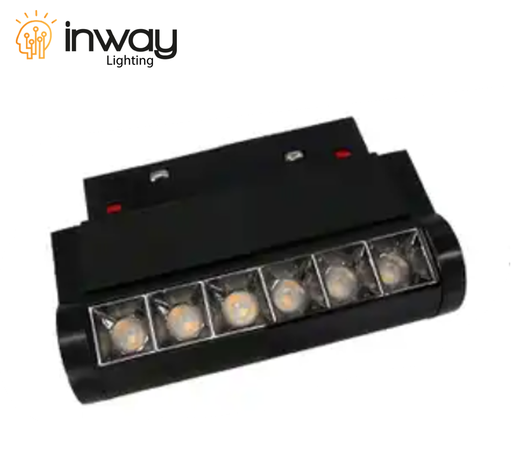 [IND-PR-01186] Lámpara Magnética LED p/Riel de 20mm de ancho con Rejilla / Ajustable, 6W, 4.88"(124mm), 4000K Blanco Natural, 48Vdc, Instalación: Empotrar o Superficie, 24 Grados, Negra