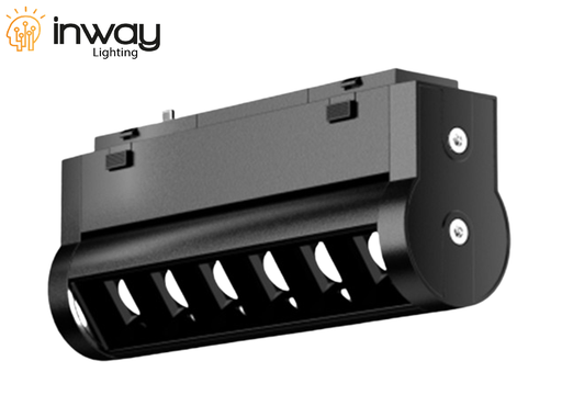 [IND-PR-01201] Lámpara Slim Magnética LED p/Riel de 27mm de ancho con Rejilla / Ajustable, 6W, 5"(127mm), 4000K Blanco Natural, 48Vdc, Instalación: Empotrar o Superficie, 24 Grados, Negra