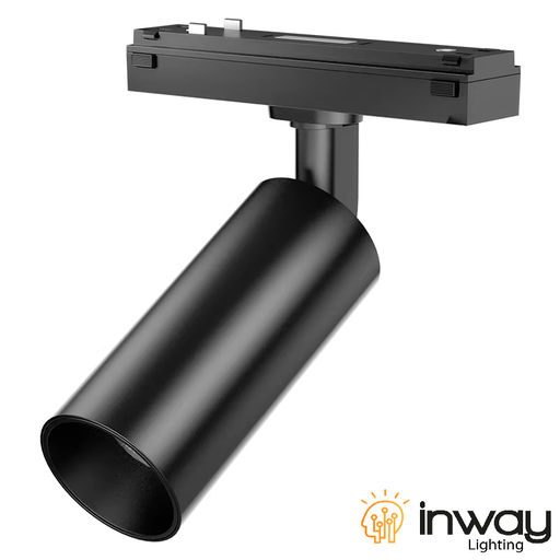 [IND-PR-01204] Lámpara Slim de Superficie Magnética LED tipo Spotlight p/Riel de 27mm de ancho, 20W, 4000K Blanco Natural, 48Vdc, Diámetro: 65mm, Instalación: Empotrar o Superficie, 24 Grados, Negra