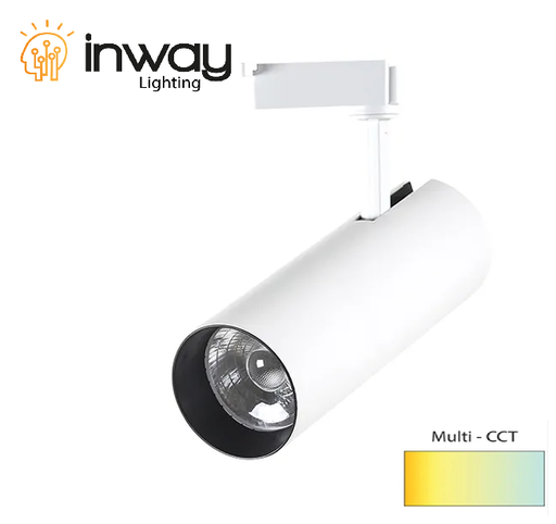 [IND-PR-01219] Lámpara de Riel (Track light), tipo COB de 2 cables, 10W, Múltiple CCT con Switch WW 3000K / NW 4000K / CW 6000K, 100-260Vac, IP20, 24 Grados, Cuerpo Blanco
