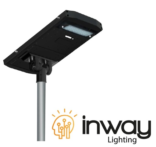 [IND-PR-01289] Lámpara Solar de Calle LED 40W con Panel Integrado de 32Wp y Sensor de Movimiento, 6000K Blanco Frío, 140x78 Grados, Con Batería de Litio de 244Wh, 11.1V, 22000mAh, IP65, Negra, 150Lm/W