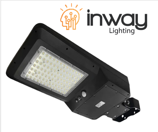 [IND-PR-01292] Lámpara Solar de Calle LED de 40W con Panel Integrado de 21W, 13.5V y Sensor de Movimiento, SMD2835 x 90pcs, 4000K Blanco Natural, 140x70 Grados, Con Batería de Litio 115.2Wh, 9.6V, 12000mAh, IP65, Negra, 120Lm/W