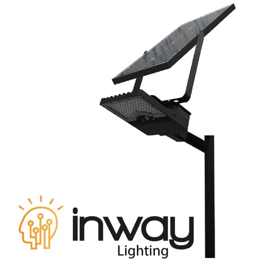 [IND-PR-01294] Lámpara Solar de Calle LED de 60W con Panel de 32Wp y Sensor de Movimiento, 6000K Blanco Frío, 140x70 Grados, Con Batería de Litio de 186.50Wh, 11.1V, 16000mAh, IP65, Negra, 100Lm/W