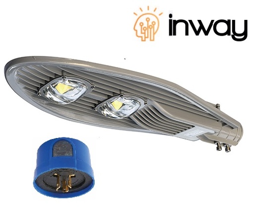 [IND-PR-01361] Lámpara de Calle LED Tipo COB con Fotocelda, 100W, 2x50W, 6000K Blanco Frío, 100-277Vac, Type I Short, 90x145 Grados