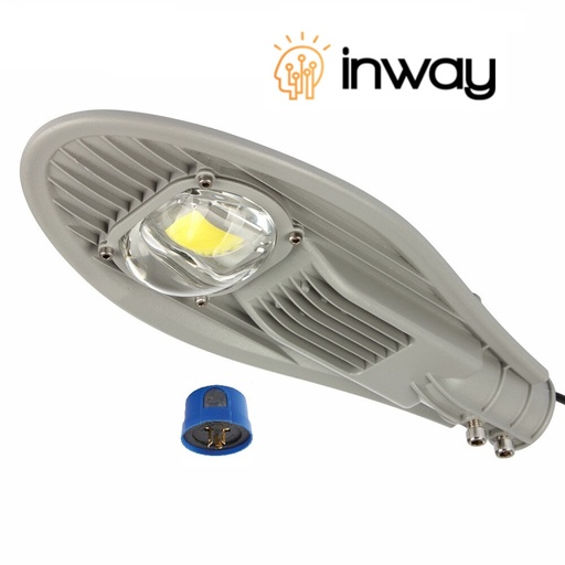 [IND-PR-01364] Lámpara de Calle LED Tipo COB con Fotocelda, 50W, 1x50W, 6000K Blanco Frío, 100-277Vac, Type I Short, 90x145 Grados
