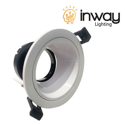 [IND-PR-01372] Base Circular con Reflector Blanco p/Empotrar Bombilla, Dimensiones: Φ87x48mm, Blanco, Incluye zócalo GU10