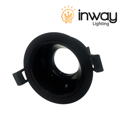 [IND-PR-01373] Base Circular con Reflector Negro p/Empotrar Bombilla, Dimensiones: Φ87x48mm, Negro, Incluye zócalo GU10