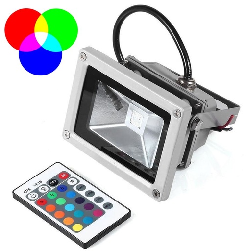 [IND-PR-01413] Lámpara Reflector COB LED, 10W, RGB, 85-260Vac, IP65, 120 Grados