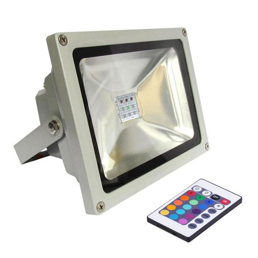[IND-PR-01439] Reflector COB LED (CH), 20W, RGB, 85-265Vac, IP65, 120 Grados, con Memoria Interna, Con Control