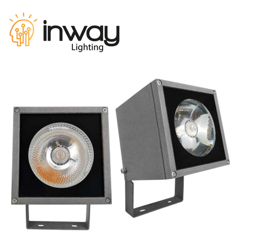 [IND-PR-01454] Reflector COB LED, 6.5W, 3000K Blanco Cálido, 100-265Vac, IP65, 30 Grados, Dimensiones: 65x65x100mm, Gris Oscuro, Material: Aluminio