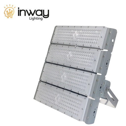 [IND-PR-01488] Reflector LED RayFlex de 4 módulos, 400W, 3000K Blanco Cálido, 100-277Vac, IP65, 60 Grados, Gris