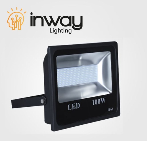 [IND-PR-01506] Reflector SMD Slim, 100W, 3000K Blanco Cálido, 85-265Vac, IP65, 120 Grados, Negra