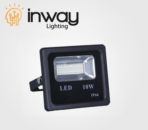 [IND-PR-01508] Reflector SMD Slim, 10W, 6000K Blanco Frío, 85-265Vac, IP65, 120 Grados, Negra