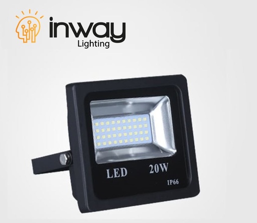 [IND-PR-01509] Reflector SMD Slim, 20W, 6000K Blanco Frío, 85-265Vac, IP65, 120 Grados, Negra