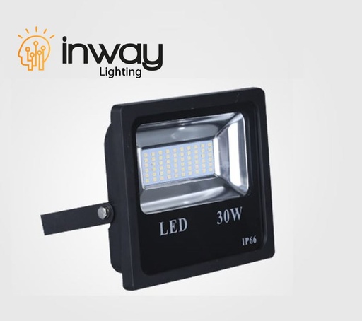 [IND-PR-01510] Reflector SMD Slim, 30W, 3000K Blanco Cálido, 85-265Vac, IP65, 120 Grados, Negra