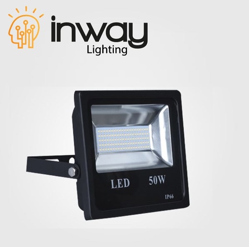 [IND-PR-01511] Reflector SMD Slim, 50W, 3000K Blanco Cálido, 85-265Vac, IP65, 120 Grados, Negra