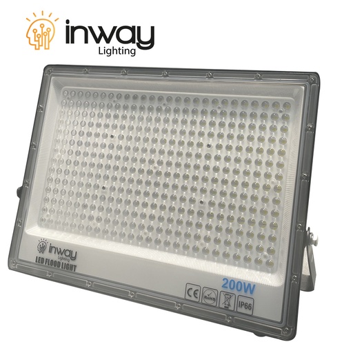 [IND-PR-01529] Reflector SMD, 200W, 3000K Blanco Cálido, 100-265Vac, IP65, 90 Grados, Negra, Dimensiones: 315x425x27mm