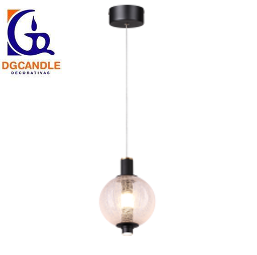 [IND-PR-00101] Lámpara LED Decorativa Colgante, DG50000P, 9W, 4000K Blanco Natural, 85-265Vac, Dimensiones: 160x160x1500mm, IP20, Negro con dorado